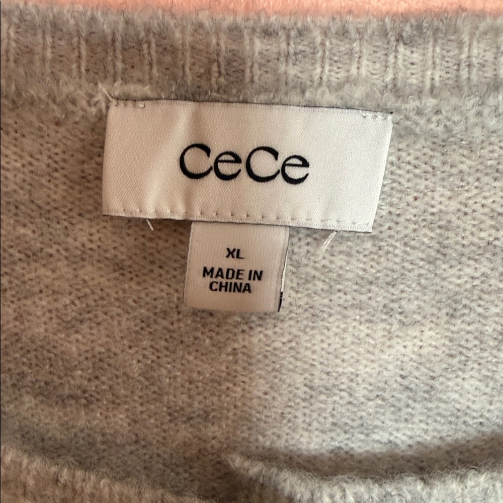 CeCe Light Gray Knit Sweater - Picture 2 of 4